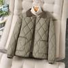 Giacca Imbottita in Cotone e Piuma Nuova Invernale con Bavero Versione Coreana Abbigliamento Donna Giacca Imbottita in Cotone a Rombi Giacca Corta Imbottita in Cotone