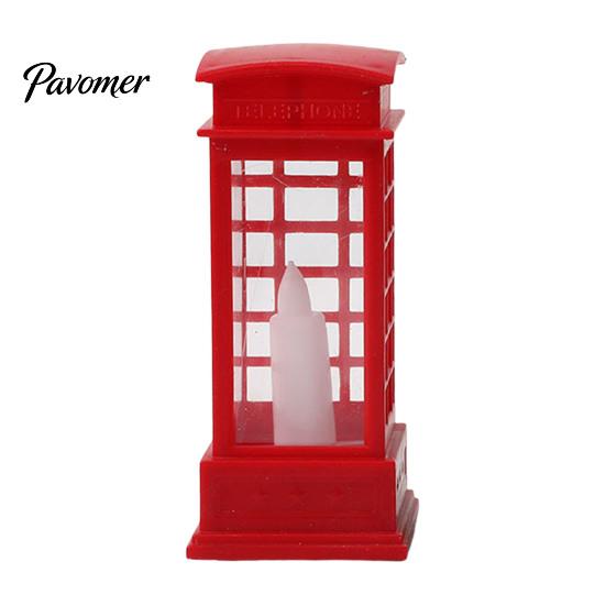 Bedroom Bedside Lamp Telephone Booth Christmas Lantern, Vintage LED Flameless Candle Night Light Retro Phone for Desk, Festive Tabletop Decor, Holiday