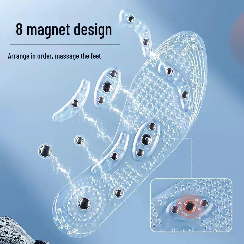 Pack of 8 Magnetic Massage Insoles, Soft PVC, Cuttable, Shock Absorbing, for Men & Women, Acupoint Foot Therapy