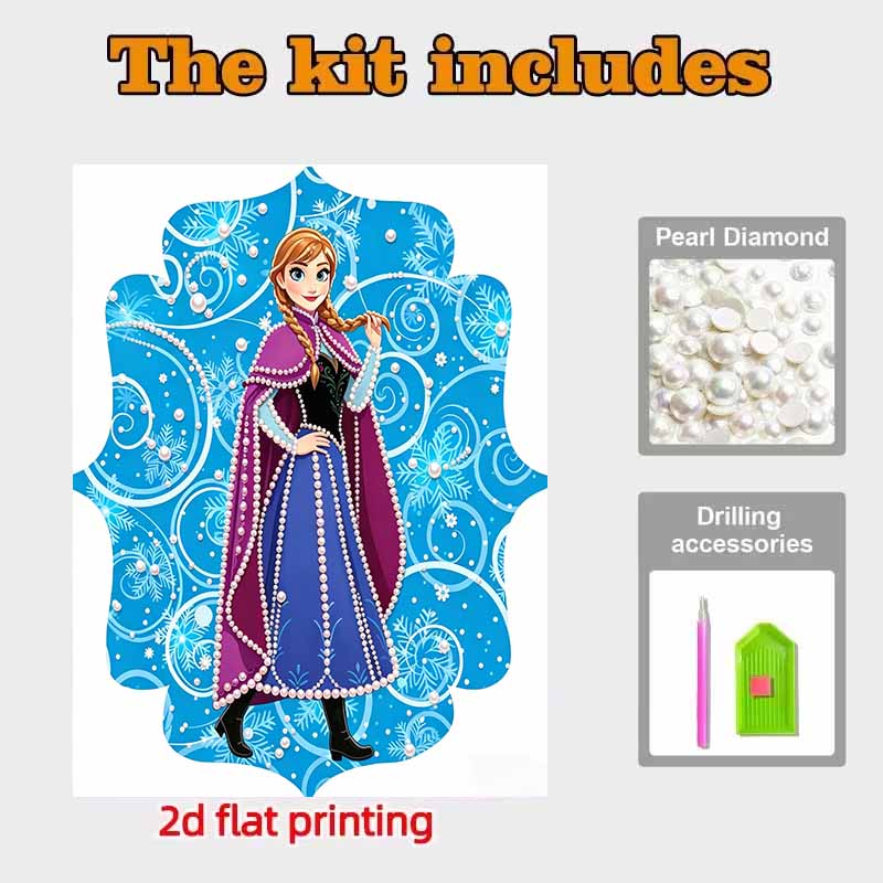Disney Pearl Painting Frozen Anna Handmade DIY Pearl Gem Painting Pictures Crafts Special Shape Home Wall Decoration