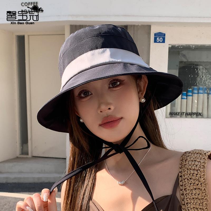 Summer Simple Color Matching Hat Women's Outdoor Mountaineering Sun Protection Sun Hat Casual Versatile Face Small Bucket Hat