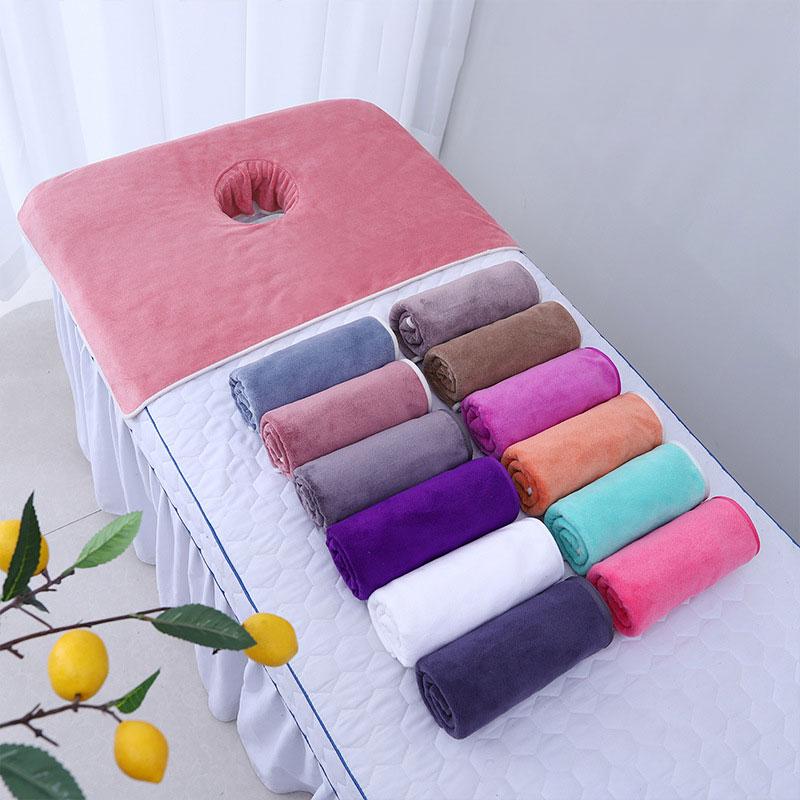 3 Pcs Thickened Beauty SPA Massage Table Planking Face Towel With Hole Bed Bandana Beauty Salon Bed Head Towel
