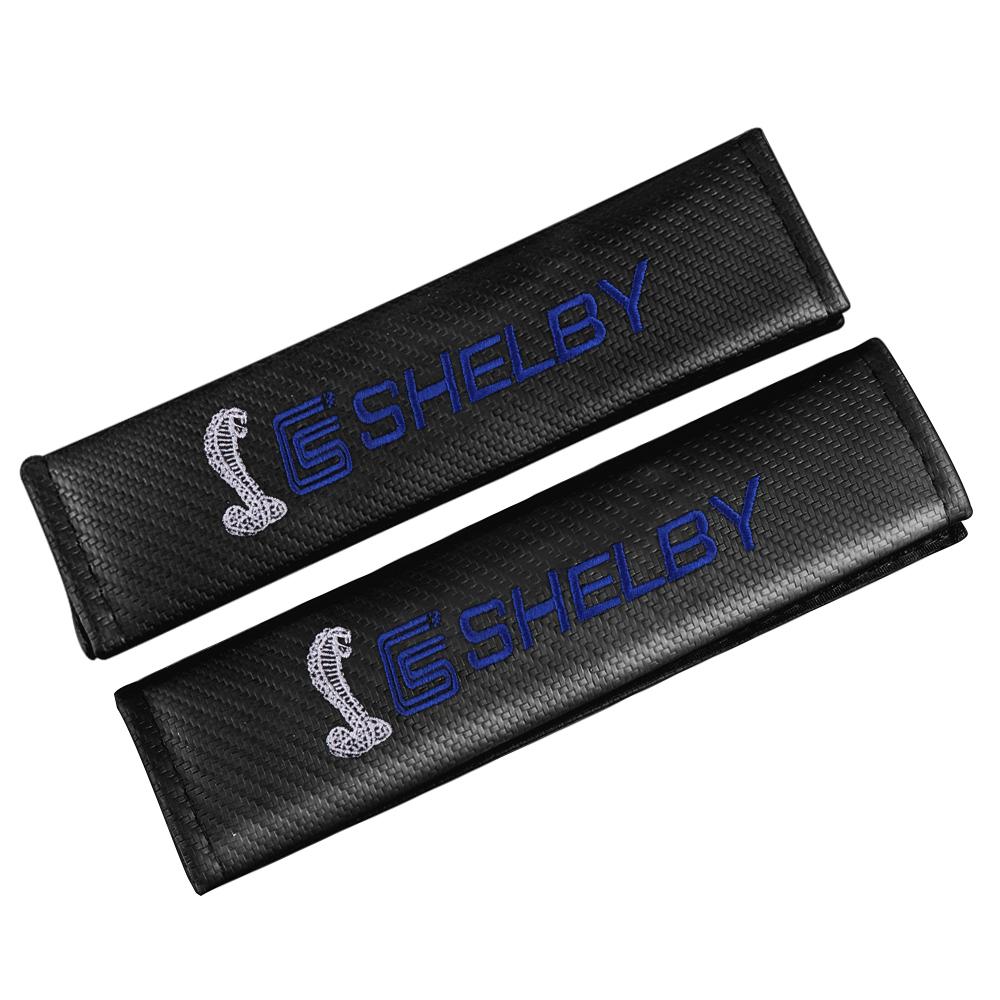 1/2PCS Carbon fiber Car Seat Belt Shoulders Pads Covers For Ford Mondeo Explorer edge Focus fiesta Kuga Shelby Mustang ST Racing