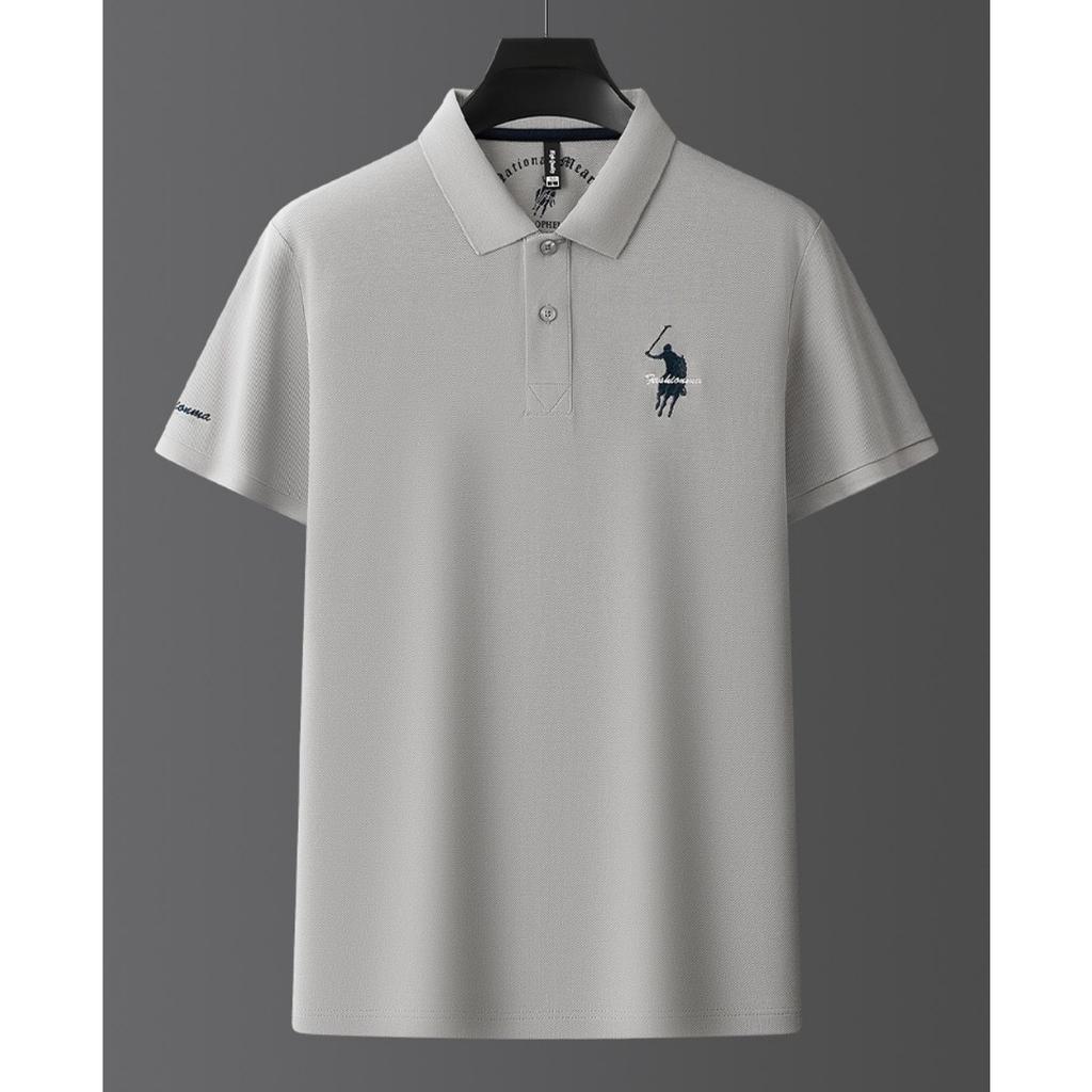 Trend Hub Luxus Stickerei Herren Poloshirt Dünn Atmungsaktiv 100% Baumwolle Schwarz Marineblau Revers Kurzarm Tops Markenkleidung