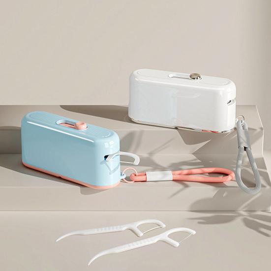 Pop-Up Floss Box Portable Automatic Dental Floss Dispenser Dustproof Reusable Floss Storage Case with Mirror for Oral Care Home Hotel Restaurant