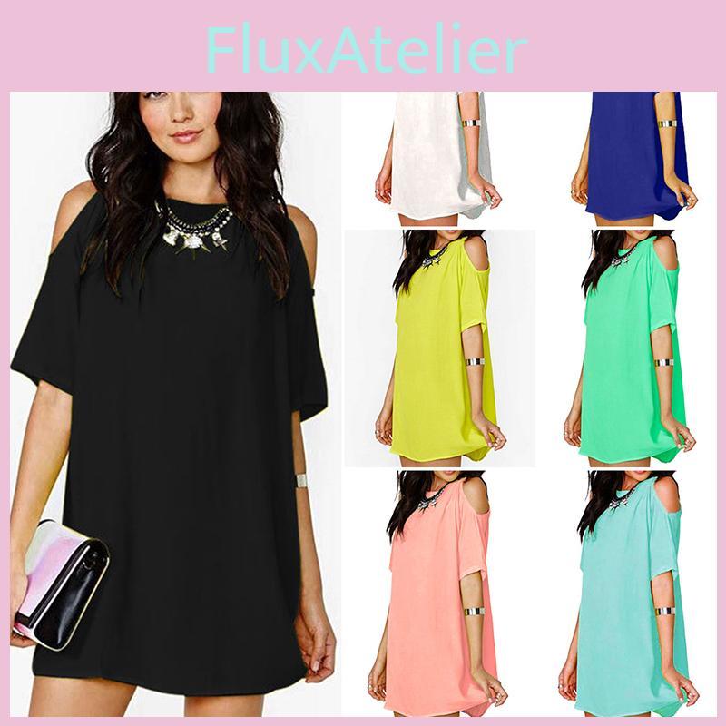 Shirt Large Size Women Shoulder Naked Silk Mousseline Summer Tshirt Dress