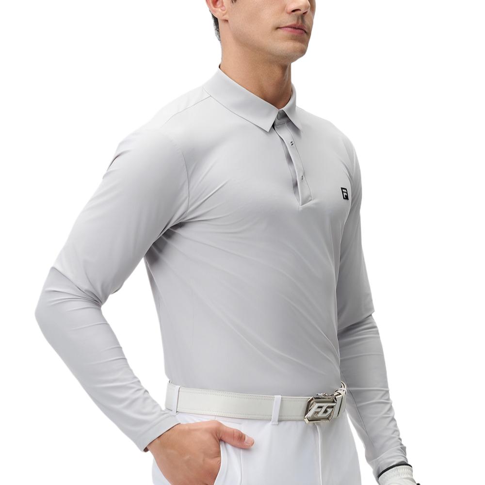 Fila Solid Color Golf Long Sleeve Polo Shirt Men Tops Misty-Gray A11M435201FGY