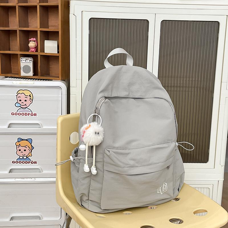 Schoolbag schoolbag female college student solid color simple design junior high school backpack, Korean version ins Mori girl treasure backpack