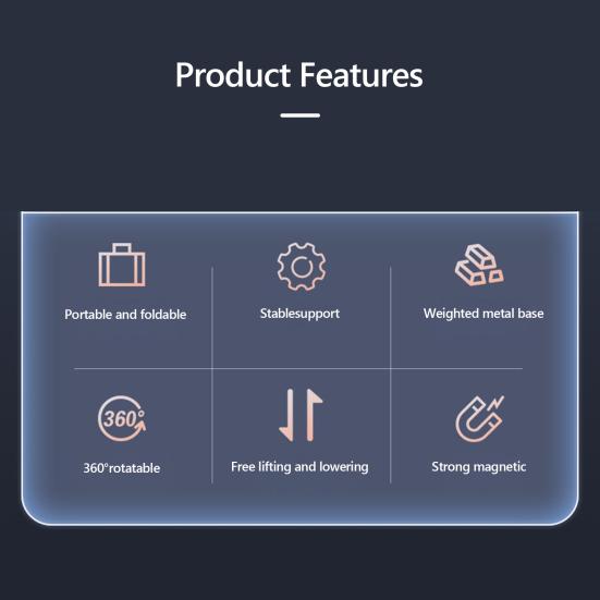 Foldable Phone Holder High Stability 360-Degree Rotating Angle Adjustable Universal Magnetic Desktop
