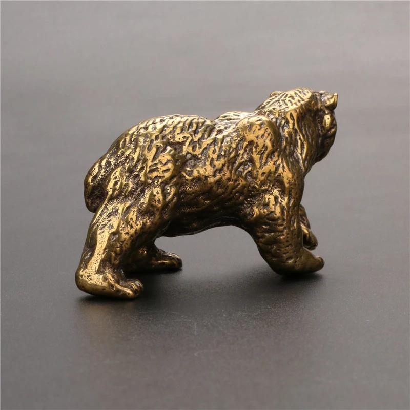 Čistá měď Socha medvěda hnědého Ornament z masivní mosazi Miniatury figurky polárních zvířat Čajový stolek Dekorace stolku pro domácí mazlíčky Příslušenství Řemesla