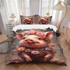 3pcs Floral Pig Bedding Set - 1 Duvet Cover + 2 Pillowcases(Core Not Included), Machine Washable Polyester, All-Season Comfort, Bedroom Deco