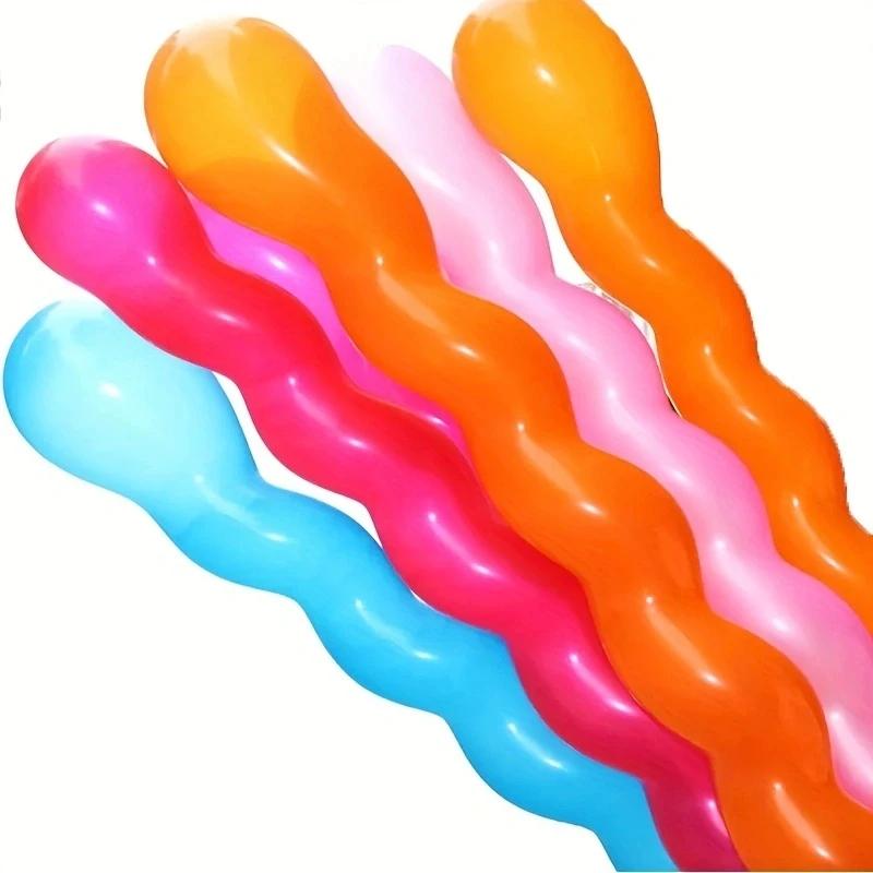 100pcs Balloon Long Strip Spiral Style Color Latex Gathering Party Birthday Wedding Decoration Balloon Design with Inflator
