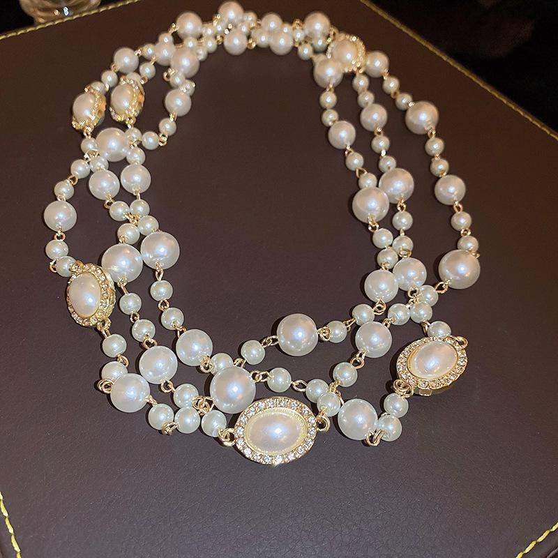 Silver Needle Vintage Pearl and Rhinestone Flower Earrings - French High-End Niche Court Style