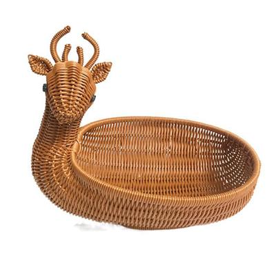 Rattan Woven Fruit Basket Cute Shape Fruit Bowls Tray Vegetable Snack Basket