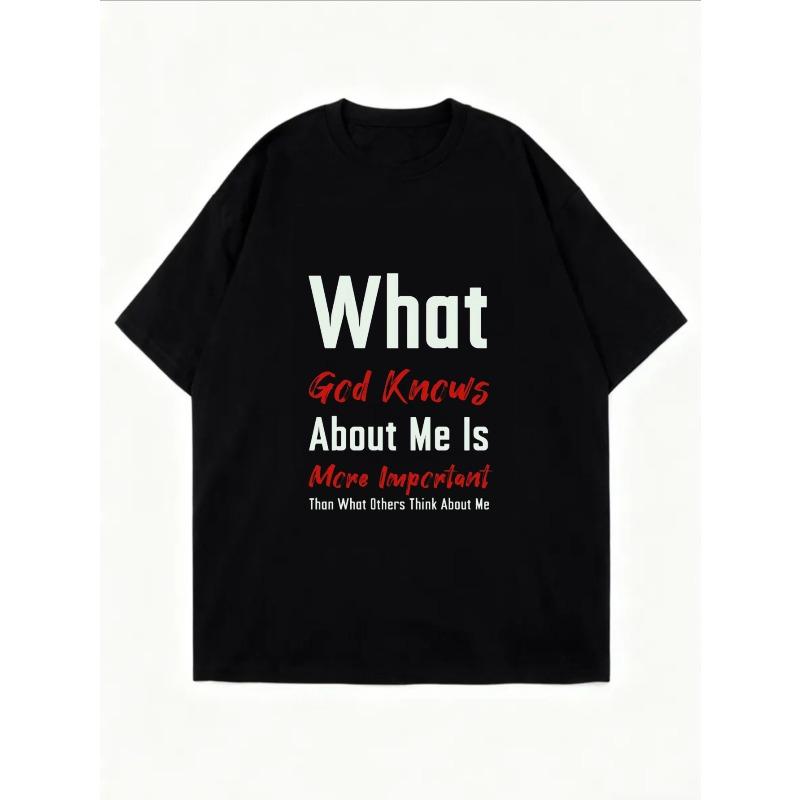 White Oversized T Shirt With What God Knows About Me Is More Important Than What Others Think About Me Print For Casual Wear And Everyday Style
