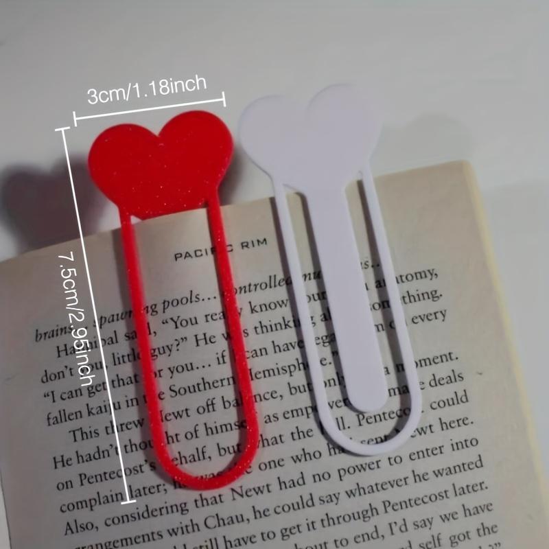 2PCS Creative Heart Bookmark - Glitter Page Marker, Durable Plastic Reader Book Accessories