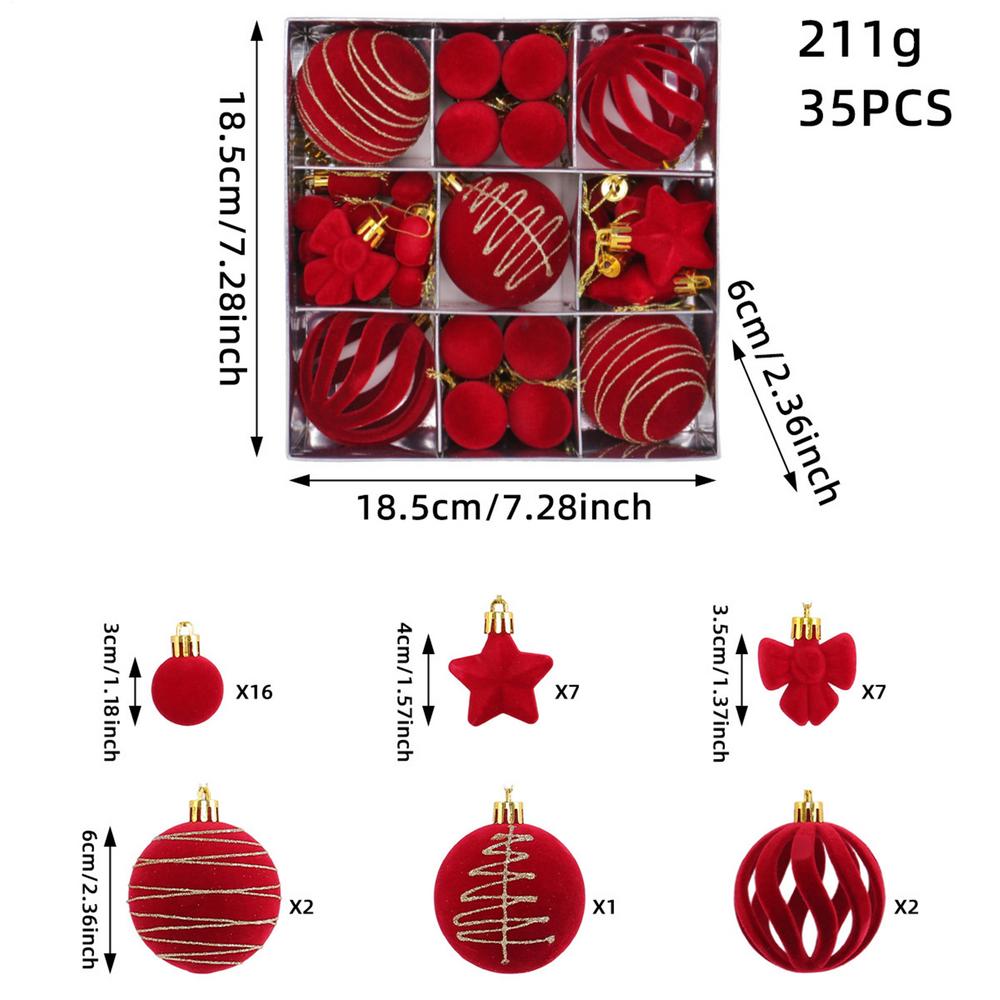 

Christmas Ornaments Set 35 Pieces Winter Holiday Decoration Pendants Christmas Balls Decoration For Party Celebration Event червоний