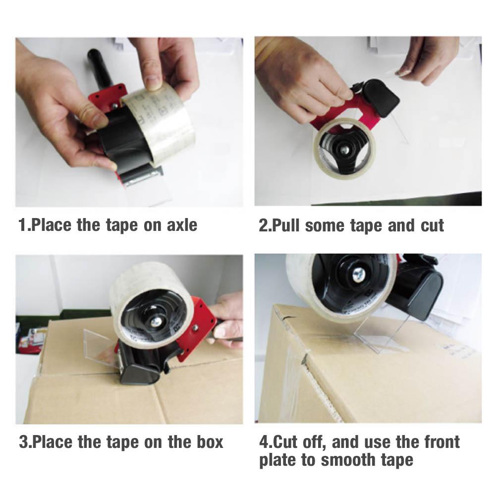 Hvy Duty Tape Dispenser Cutter with Metal Fuselage, Stainless Steel Teeth Transparent Baffle for Sling Moving Boxes Warehouses or General Packing