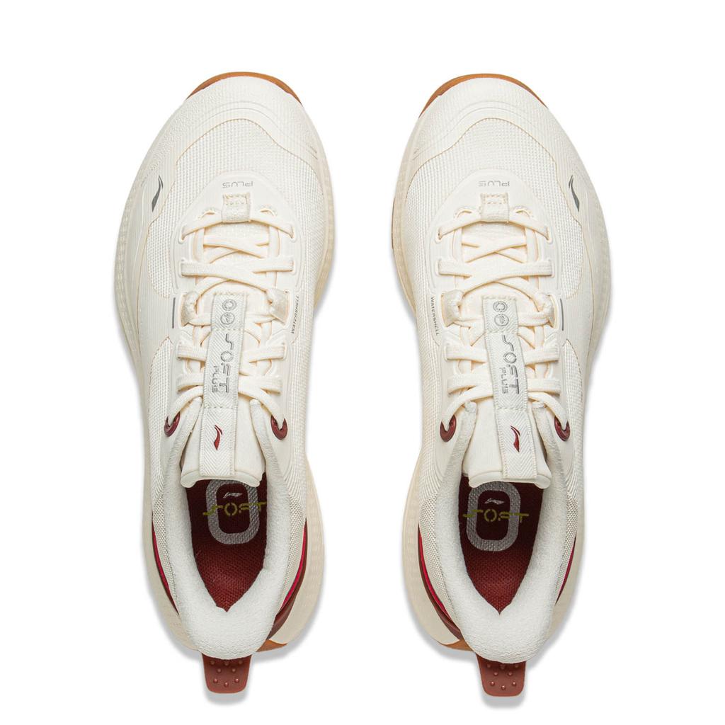 Li Ning SOFT PLUS Cushioning Slip Resistant Abrasion Resistant Height Increasing Low top Casual Shoes Women's Ecru AGLV004-1