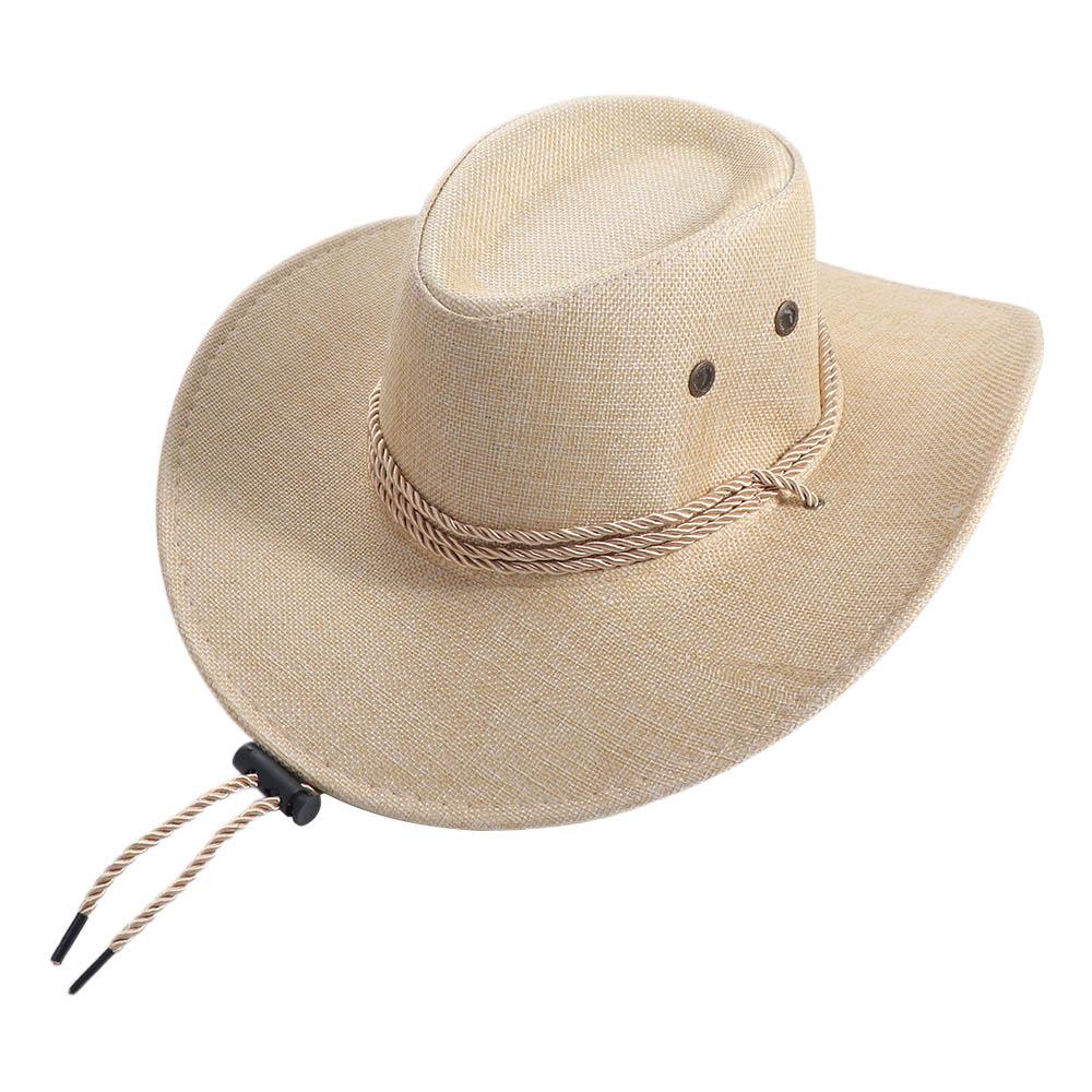 

Vintage Linen Western Cowboy Hat Wide Brim Climbing Hat Summer Sun Hat Sun Protection Cap Beach Cap Beach Sunscreen Cap Holiday