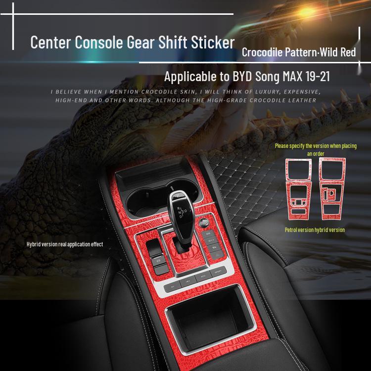 Krokodilmusterfolie für BYD Song MAX Innenraumkonsole & Paneeldekoration, Wildschwarzer Aufkleber