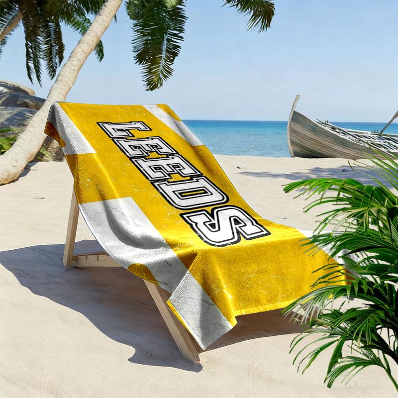Asciugamano da Spiaggia Leeds United Stampato, Asciugamano Grande Morbido ad Asciugatura Rapida per Spiaggia Campeggio Nuoto