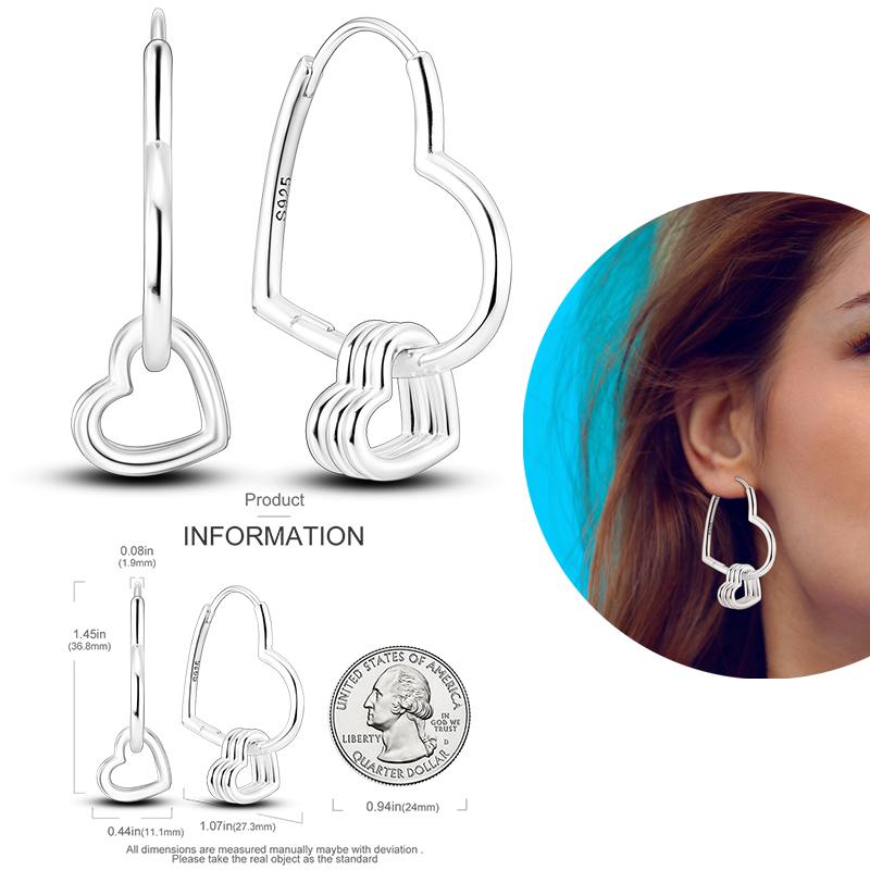 Silver Plated Women Hoop Earrings Fashion Pendientes Gift for Female Girl Sparkling Pave CZ U Heart Shape Star Moon Earring