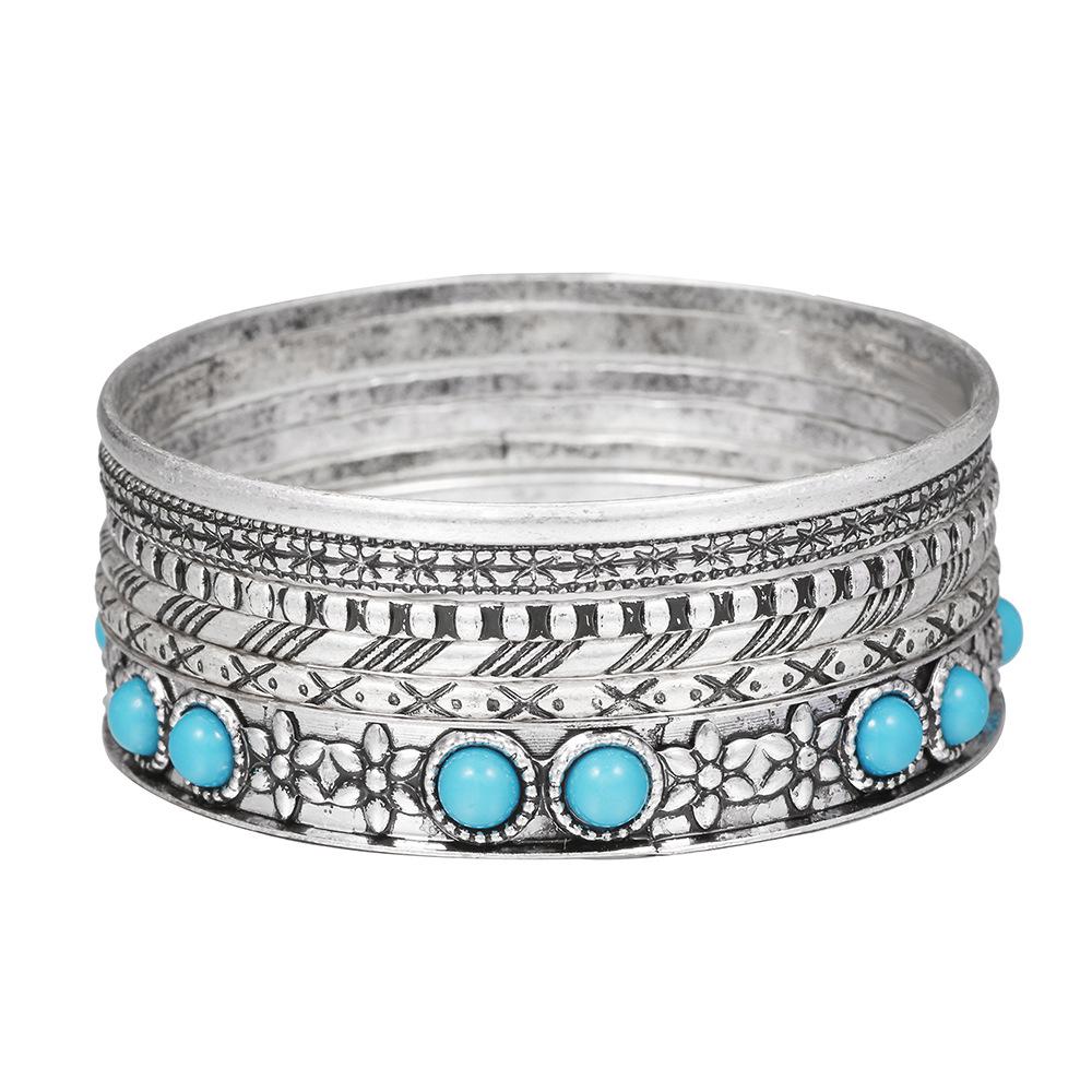 Bohemian-Style 12-Piece Multi-Layer Alloy Bracelet Set for Women