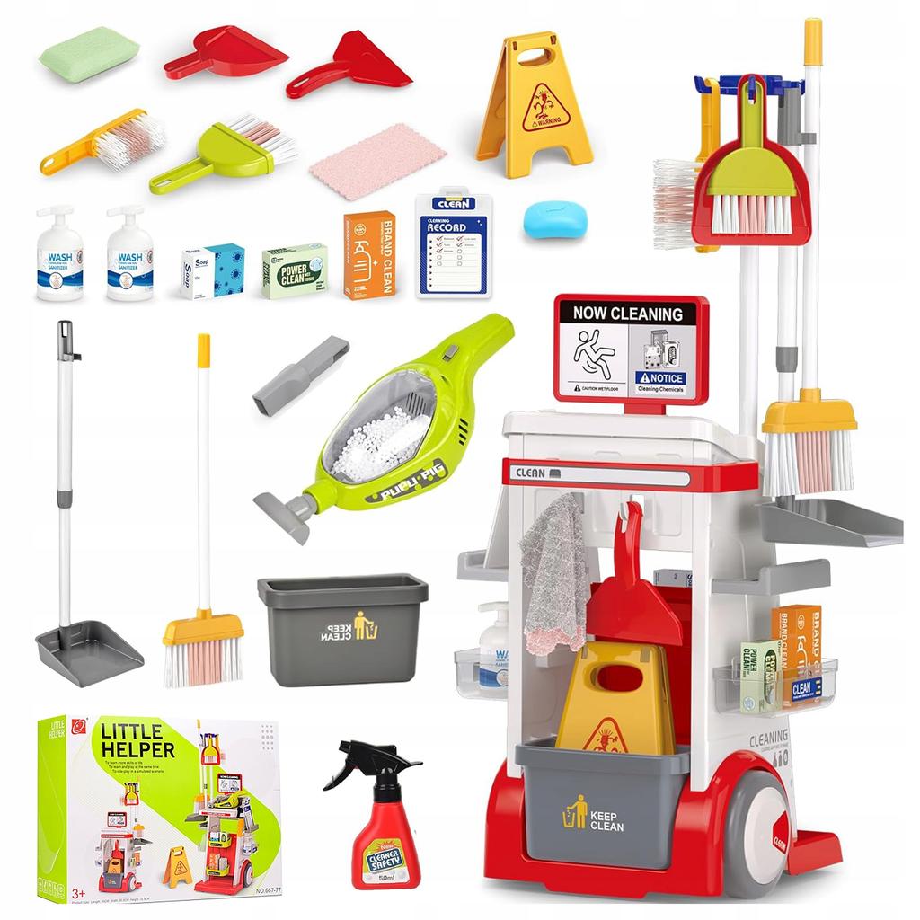 [PACZB] Cleaning Trolley, Battery-Powered Vacuum Cleaner + Accessories, 22 pcs. Z3137