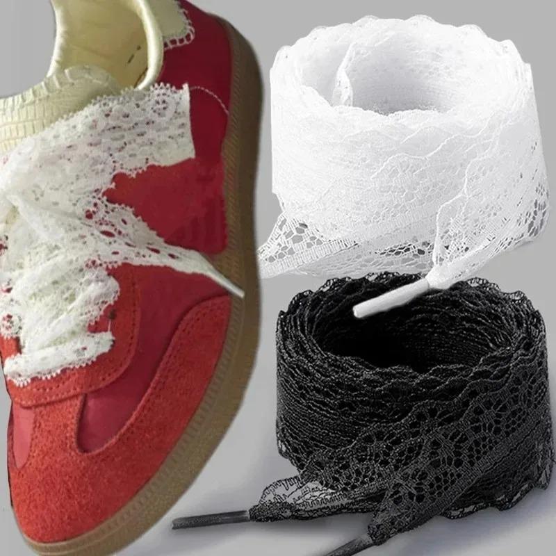 2026 New White Lace Braided Shoelaces 3CM Width Flat Lace Shoe Laces Fashion Ribbon Shoelace for Sneakers Black White Shoe Strap