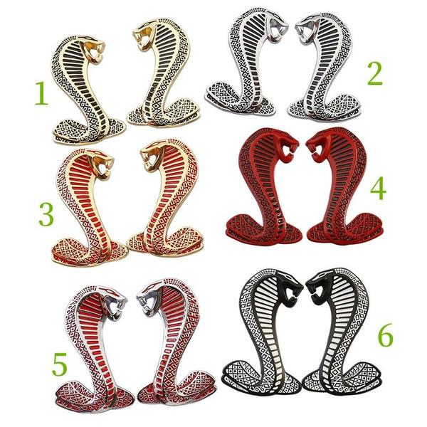 

1Pair Snake Cobra Car Badge Emblem Rear Trunk Decal Sticker for Mustang Shelby GT