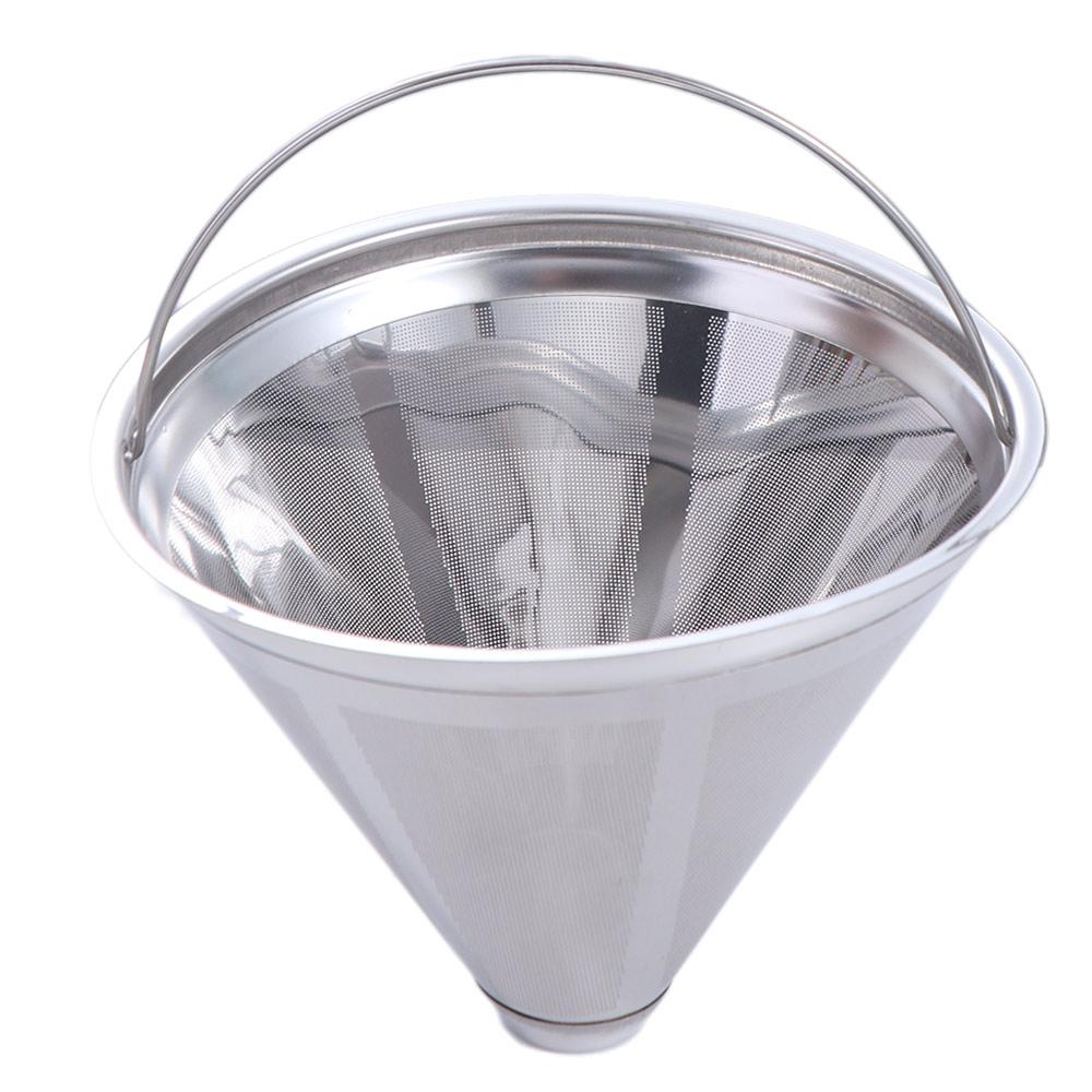 304 Rostfritt Stål Drip Kaffebryggare Filter Finmaskigt med Vikbart Handtag Kaffepulver Korg Återanvändbar Tesil
