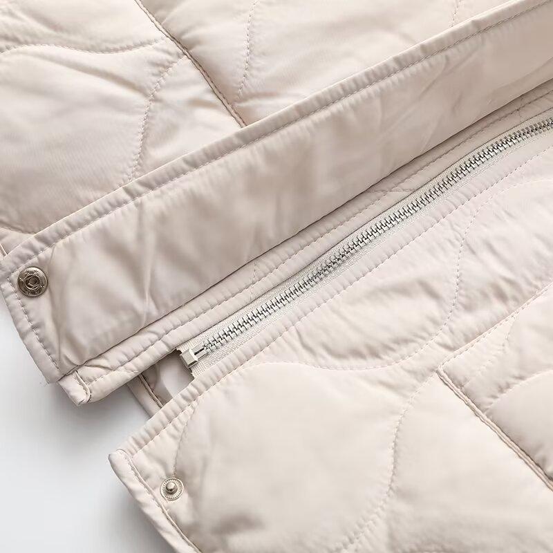 Women's Color Block Quilted Lapel Cotton Jacket - 2024 Autumn/Winter Collection