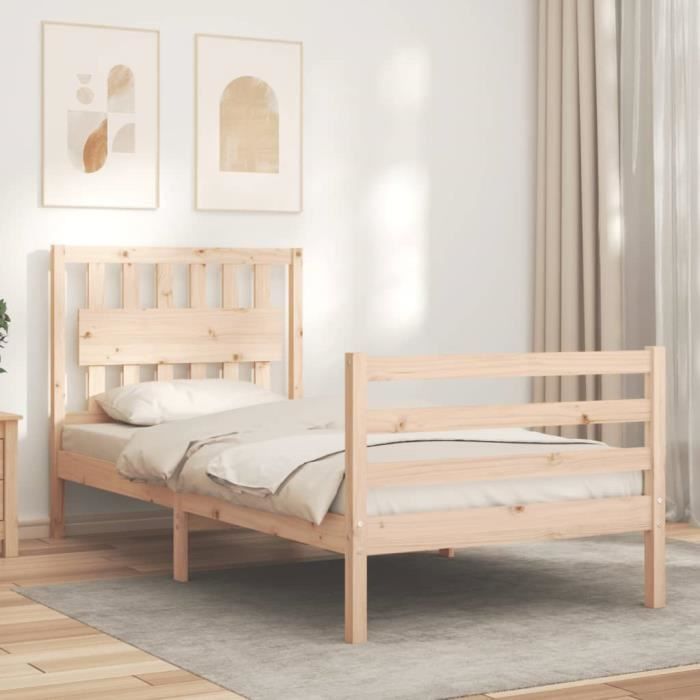 VidaXL Bed Frame with Headboard 90x200 Cm Solid Wood 3194296