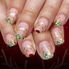 Christmas Themed Artificial Nail 24PCS Red Reindeer Leaf Glitters Design ABS Materials Fake Nail Holiday Manicure