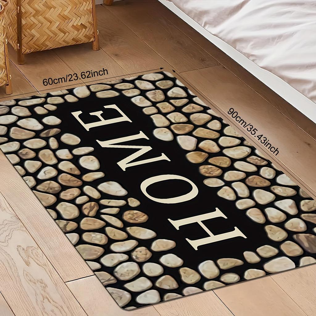 1Pcs Pebble Letter Print Floor Mat Santa Claus Snowman Soft Kitchen Rug Anti-Fatigue Kitchen Rug Waterproof Non-Slip Rugs Runner Rug For Kitchen