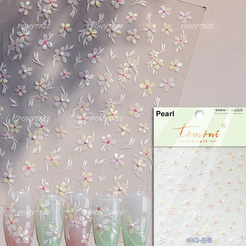 Embossed Flower Pink Butterfly Lucky Peach Blossom Chic Spring Petal 5D Soft Relief Adhesive Nail Art Stickers Manicure Decals