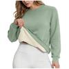 Women's Casual Fashion RoundNeck Pullover Top Winter Solid Color Plush Sweatshirt