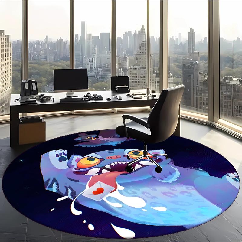 Derpy Tiger (14) Round Office Rug Decorative Floor Rug for Office Bedroom Living Room and Home Space