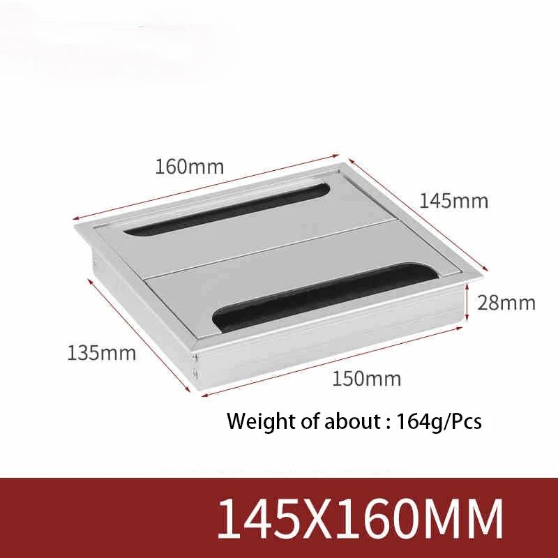 

1Pcs Aluminum Alloy 145*160/200/300mm TV Cabinet Cable Box Computer Desk Cable Hole Cover Rectangular Buffer Box for Office Desk