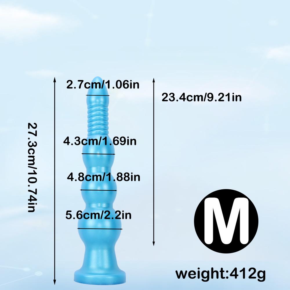 Silicone Threaded Ultra-Long Thick Anal Plug and Dilator for Women - Wearable Fake Penis Sex Toy