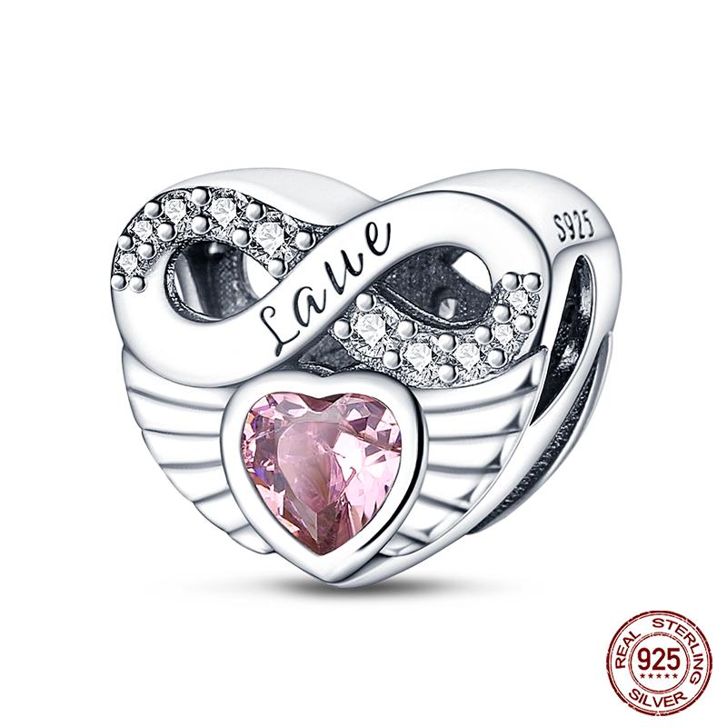 Real Copper Pink Series Heart Charms Beads Fit Qikaola Original Bracelets Diy Mother'S Day Jewelry Gift For Mom