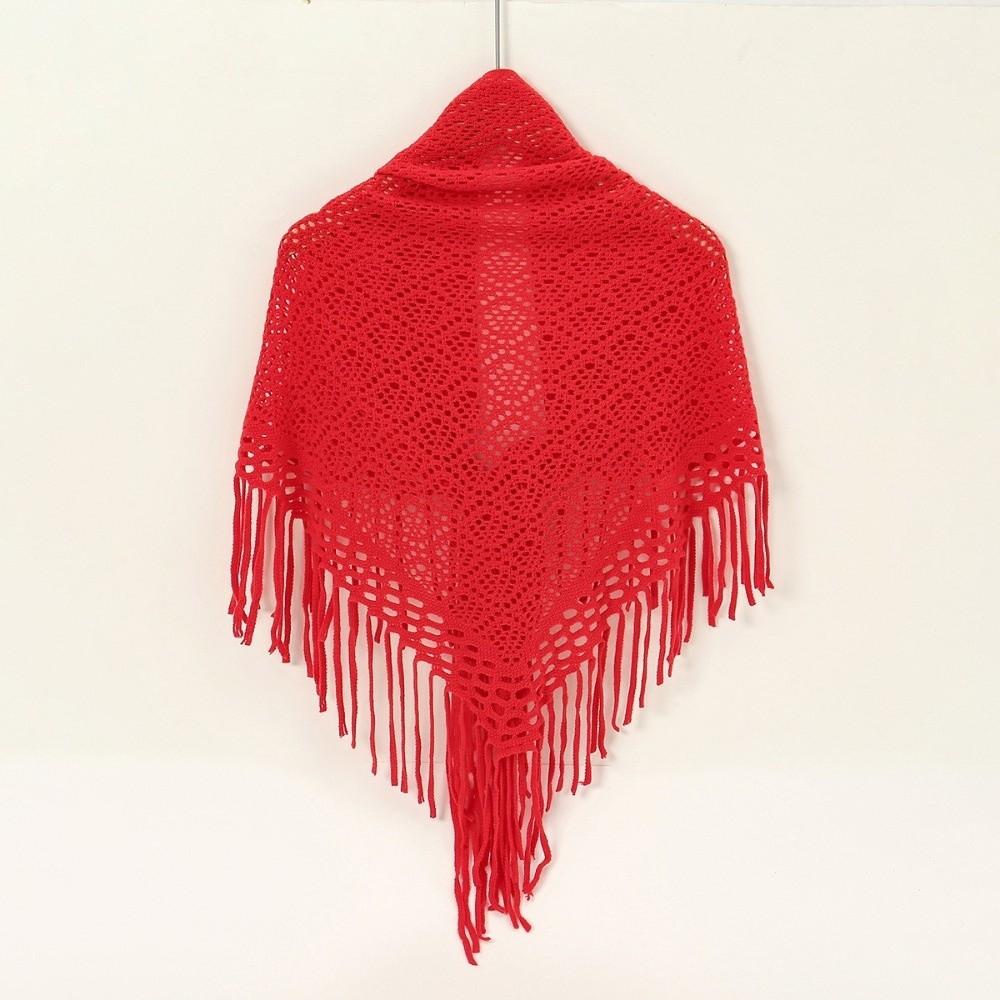 Retro Knitted Shawls Solid Color Women Shawls Casual Tassels Shawls  for Women