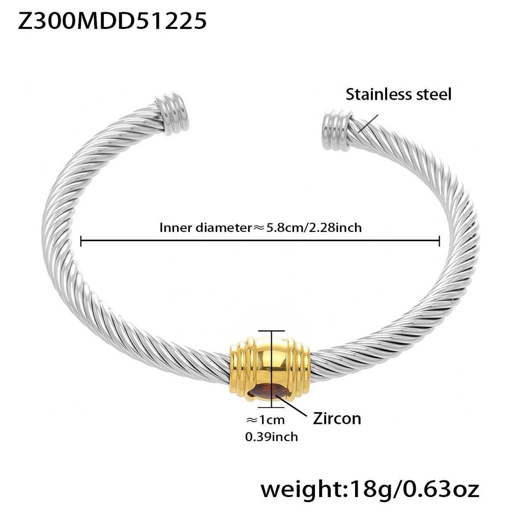 18K Gold-Plated Stainless Steel Geometric Bracelet with 5A Zircon Inlay