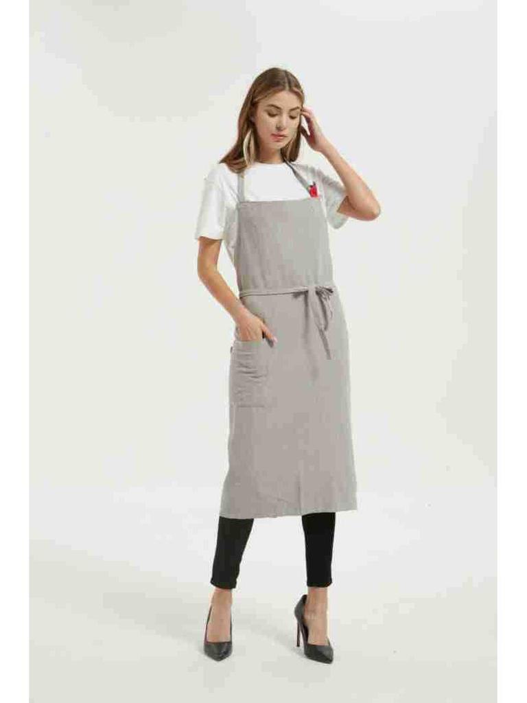 Bawełniano-lniany fartuch ogrodniczy w kwiaty - Prosty i elegancki styl japońsko-koreański