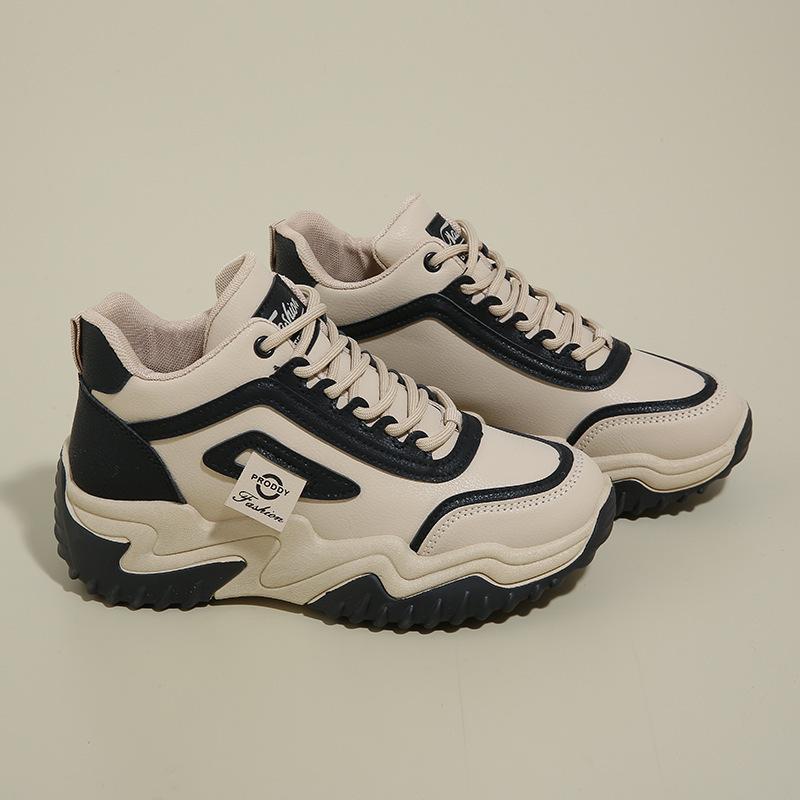 2024 autumn new dad shoes female student sports running shoes ins Korean version of casual high-top shoes 1303