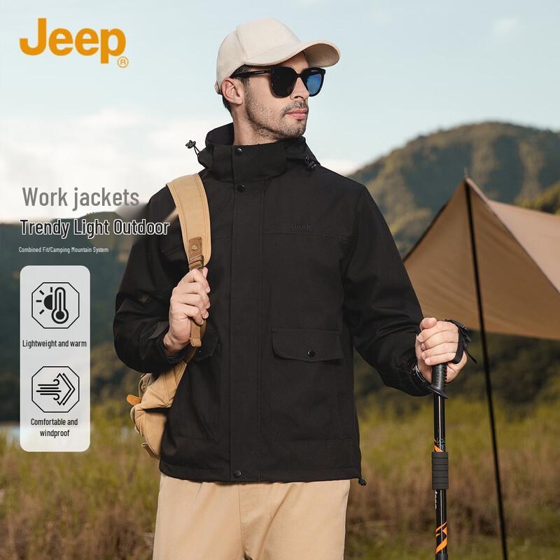 

JEEP Men s Spring Autumn Hooded Outdoor Casual Jacket 4XL
