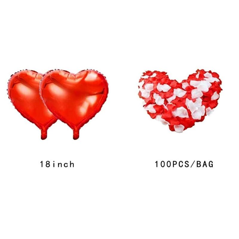 Red Heart Balloons Aluminum Foil Love Heart Shape Romantic Decorations Night Decor Valentine's Day Rose Petals Wedding Decor