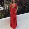 European and American Waist Neck Dress 2026 Summer Design Sense Sexy Backless Split Seaside Vacation Dress