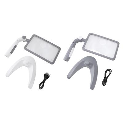 Magnifying Glass with Light Stand 48 LEDs 2.5X Rotating 3 Color Temp Adjustable Magnifier for Readin